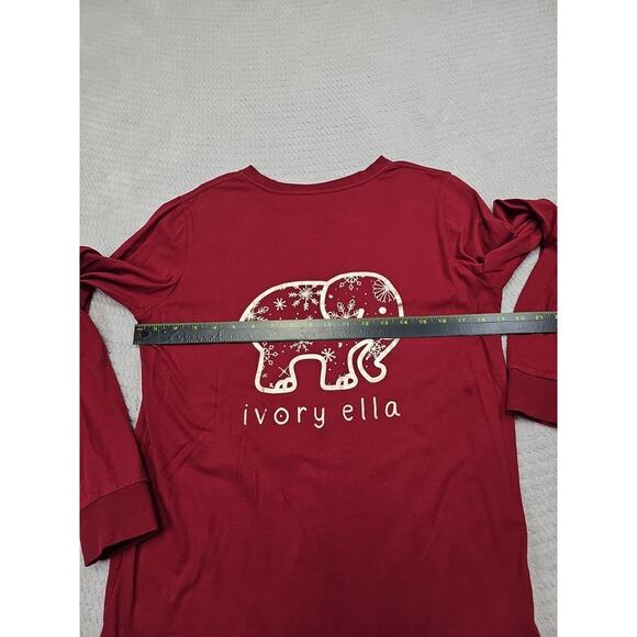 Ivory Ella Shirt Womens Medium Snowflake Elephant Long Sleeve Pocket Tee - Picture 3 of 7